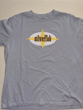 Baby blue silver tab logo Levi’s Y2K shirt